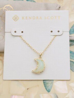 Kendra Scott Moon Necklace Gold White Opalescent Resin